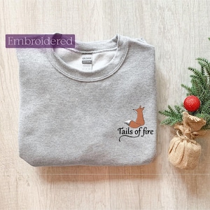 Gildan Sweatshirt with Embroidered &quot;Tails of Fire&quot; Fox Design