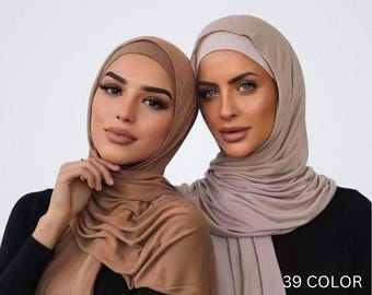 Pañuelo de punto Hijab / Pañuelo musulmán para la cabeza para mujer / Suave y elástico / Hijab Amira / / Chal de punto de algodón / Pañuelo modesto para la cabeza