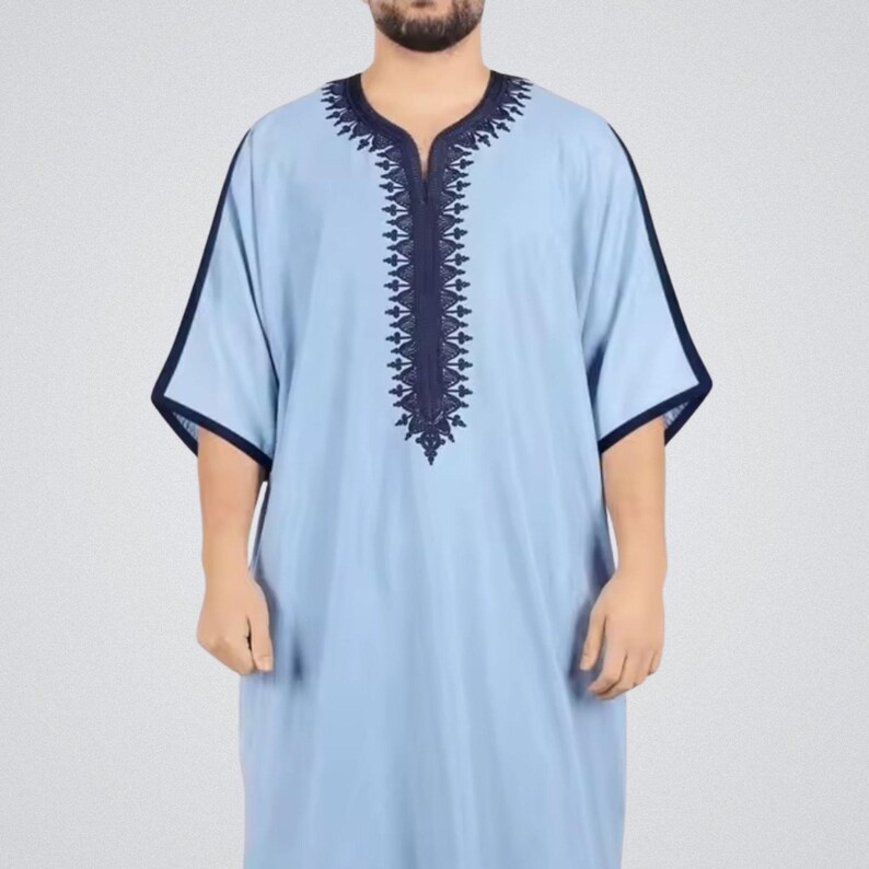 Luxury Islamic Thobe for Men – Muslim Galabiya Kaftan – Arabic Jubbah ...