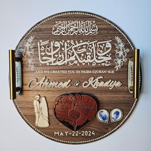 Personalized Nikkah Tray: Islamic Wedding Ring Plate, Fingerprint Option