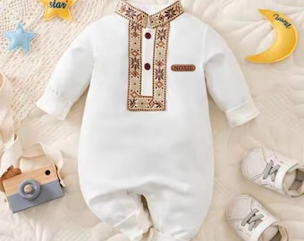 Baby suit & Eid Wear, First Ramadan Gift, Baby Gift, Ramadan onesie Romper,  Muslim Baby Outfit,  Custom Name Tag for Baby Shower,