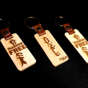 Laser Engraved Free Palestine Wooden Keychain