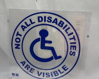 Disabled Car Badge, wheelchair in blue, not all disabilities are visible.