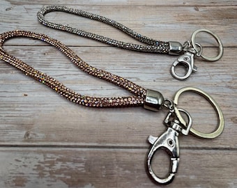 Walking Sticks Strap-Walking Stick Wristlet Strap: Silver & Champagne Rhinestone Jewel Phone Accessory