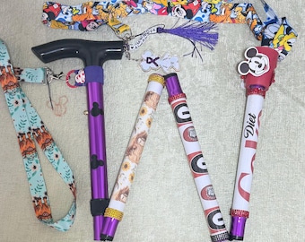 Disney, highland cow, Mickey Mouse and Coca Cola walking stick, bespoke, handmade.