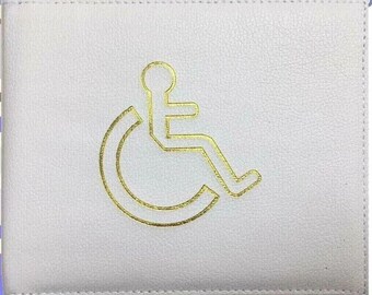 Ivory Disabled Parking Permit UK EU compliant, Faux Leather Wallet Hologram Safe, Blue Badge Holder, Display Cover, also in burgundy, pink,