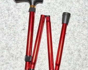 Walking Stick Red. Lightweight, Height Adjustable. Optional Personalisation.