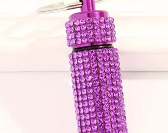Pill Pendant Mini Purple Sparkly for walking sticks, bags, earrings/nose studs, Tic Tacs, hair bands, baby teeth, ear plugs etc.