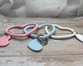 Walking Sticks Strap-Heart Rubber Wrist Strap, Walking Stick Accessory, Pink, white, blue, mobile phone