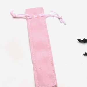 Pink drawstring pen size gift bags, soft suede feel pouch, red, pink, blue, brown & black, perfect addition to the pens available