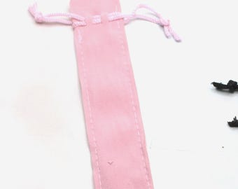 Pink drawstring pen size gift bags, soft suede feel pouch, red, pink, blue, brown & black, perfect addition to the pens available