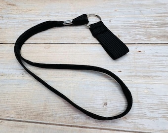 Black Walking Stick Wrist Strap, connector and ferrule.