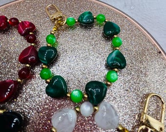Walking Sticks Strap-Green Heart Beaded Wrist Strap: Elegant Walking Stick and Phone Accessory