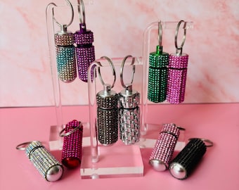 Walking Stick Accessory, Pill Pendant, Mini Storage Bottle, Rhinestones ,