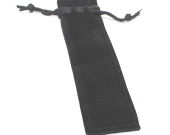 Black drawstring pen size gift bags, soft suede feel pouch, red, pink, blue, brown & black, perfect addition to the pens available