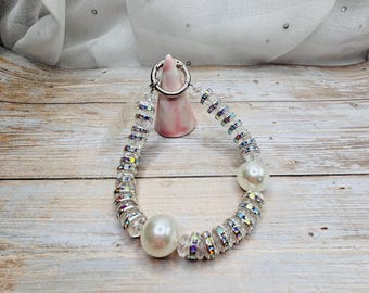 Walking Sticks Strap-Wedding, Faux Pearl & Rhinestone, mobile Phone
