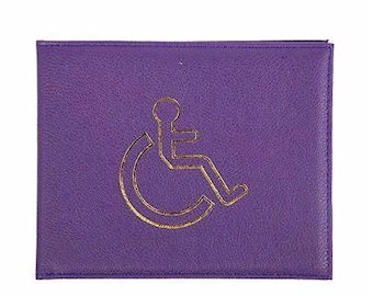 Purple, Disabled Parking Permit UK EU compliant, Faux Leather Wallet, Blue Badge Holder, Display Cover, also in claret, pink,, green & ivory