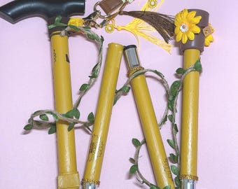 Sunflower walking stick, bespoke, handmade.