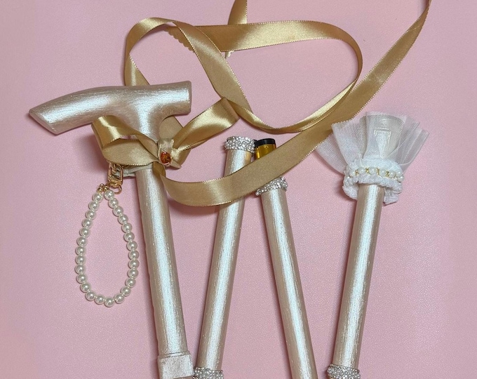 Featured listing image: Walking Stick champagne, pale gold and pearls. Bespoke Bridal,