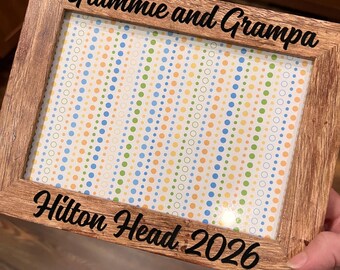 Personalized 5x7 Picture Frame: Laser Engraved Rustic Wood Grain, Custom Text