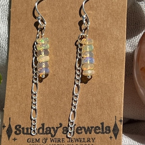 Opal Sterling Silver Dangle Earrings - Gemstone Jewelry/Gifts