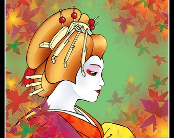 Momiji Oiran - Original Art Print by Christina Stoppa