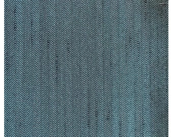Dark Green Herringbone - Large Woven Fabric Panel Piece Craft Quilt Sew