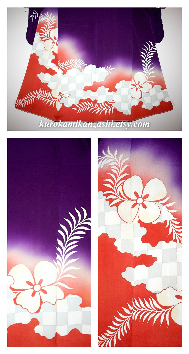 Evening Dances Antique Japanese Womens Silk Kimono Furisode Formal Odori Maiko Dancer