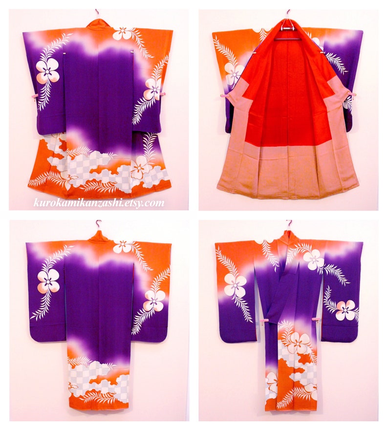 Evening Dances Antique Japanese Womens Silk Kimono Furisode Formal Odori Maiko Dancer