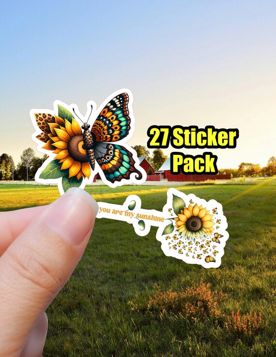 27 Sunflower Waterproof Vinyl Stickers Inch Durable and Vibrant  Floral Decals
