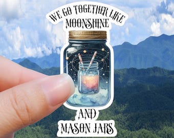 Moonshine & Mason Jars Vinyl Sticker - Waterproof Alcohol Gift
