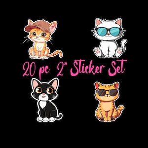 20 Piece Cute Cat Sticker Collection Pack