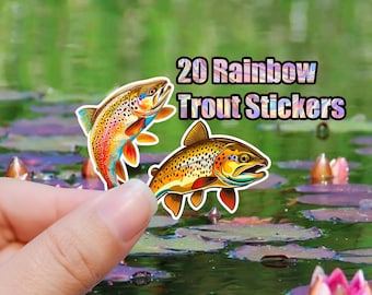 Rainbow Trout Stickers: Fishing Gifts, Waterproof Decals (20 PC Set)
