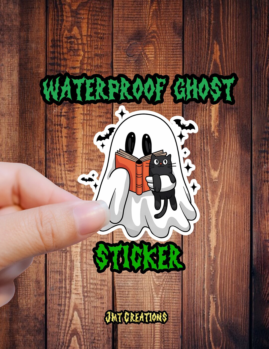 Reading Ghost Waterproof Vinyl Sticker | Bookish Halloween Black Cat - Etsy