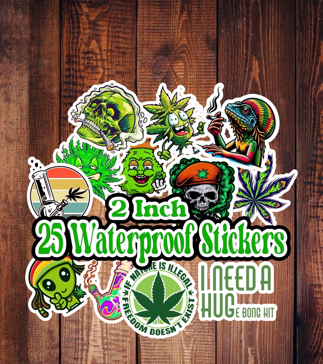 Weed Stickers | Waterproof Vinyl | 25 PC Set 2 Inch Sticker Pack - Etsy