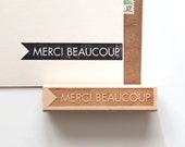 Merci Beaucoup, Thank You Rubber Stamp in French, Original Typographic Design (Wood Mounted) optional wooden handle (S101) Stocking Stuffer