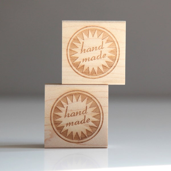 SALE Hand Made Rubber Stamp (Large, Wood Mounted) Original Retro Starburst Design (S306)