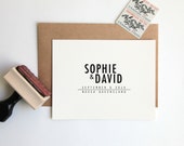 Save the Date Stamp, Custom Wedding Rubber Stamp (Wood Mounted) Bold Minimal Modern Design Personalized with Names and Date