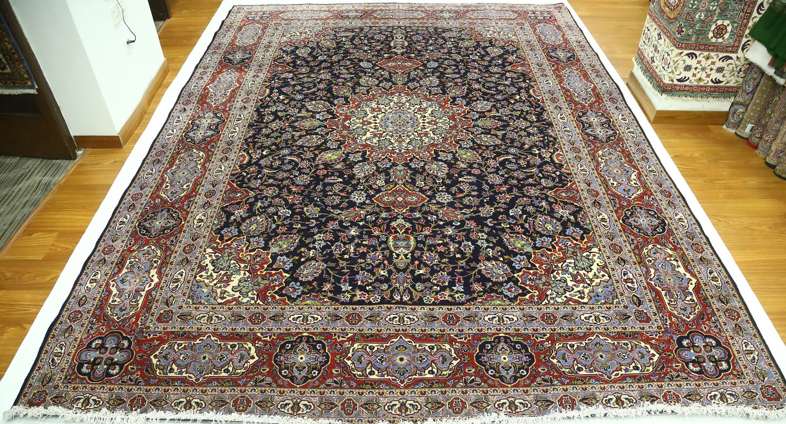 10x14 Vintage Oriental Area Rug - Blue Red Persian Style Hand Made ...