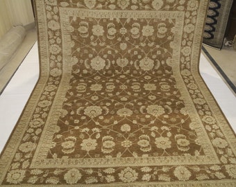 Brown Over Dyed 8x11 Chobi Wool Rug - Floral Hand Knotted Traditional Rug