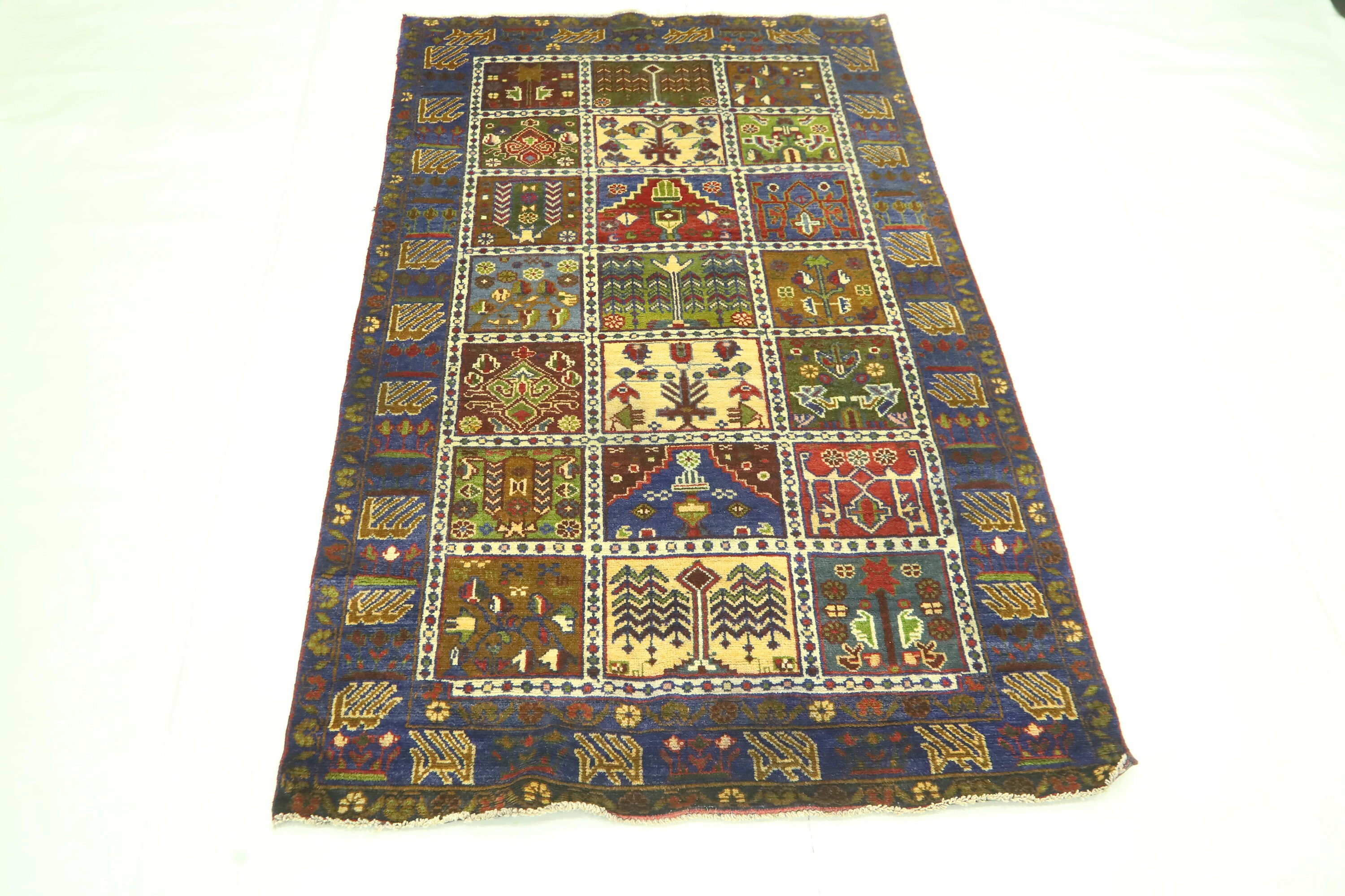 4x6 Baluchi Area Rug - Blue Rug - Hand Knotted Wool Rug