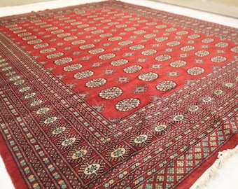 8x10 Mori Bokhara Area Rug - Red Afghan Hand Made Geometric Fine Quality Wool Rug - Tribal Rug - Turkmen Rug - Dining Room Rug - Bedroom Rug