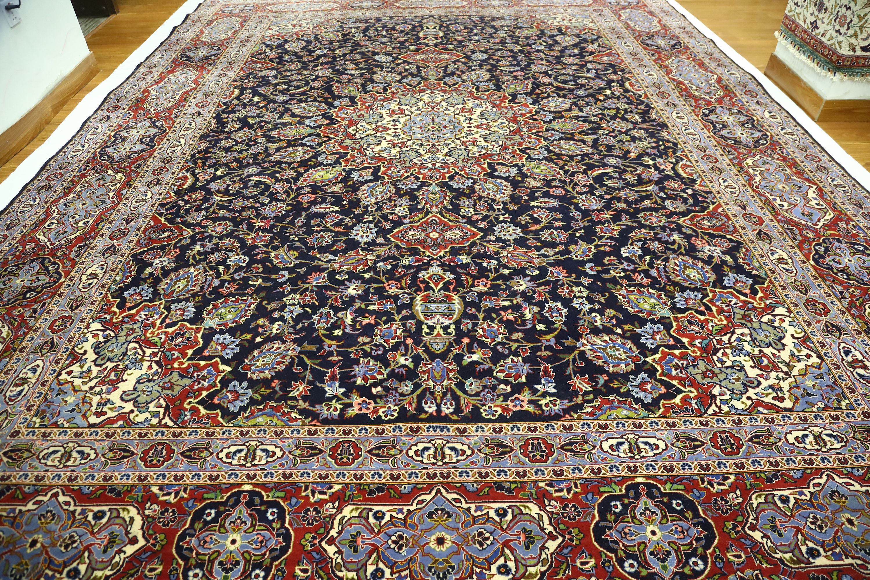 10x14 Vintage Oriental Area Rug - Blue Red Persian Style Hand Made ...