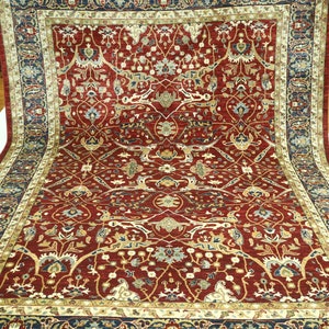 9x12 Bidjar Persian Style Area Rug - Red Blue Afghan Hand Made Floral Veg Dye Wool Rug - Traditional Rug - Living Room Rug - Dining Room Rug