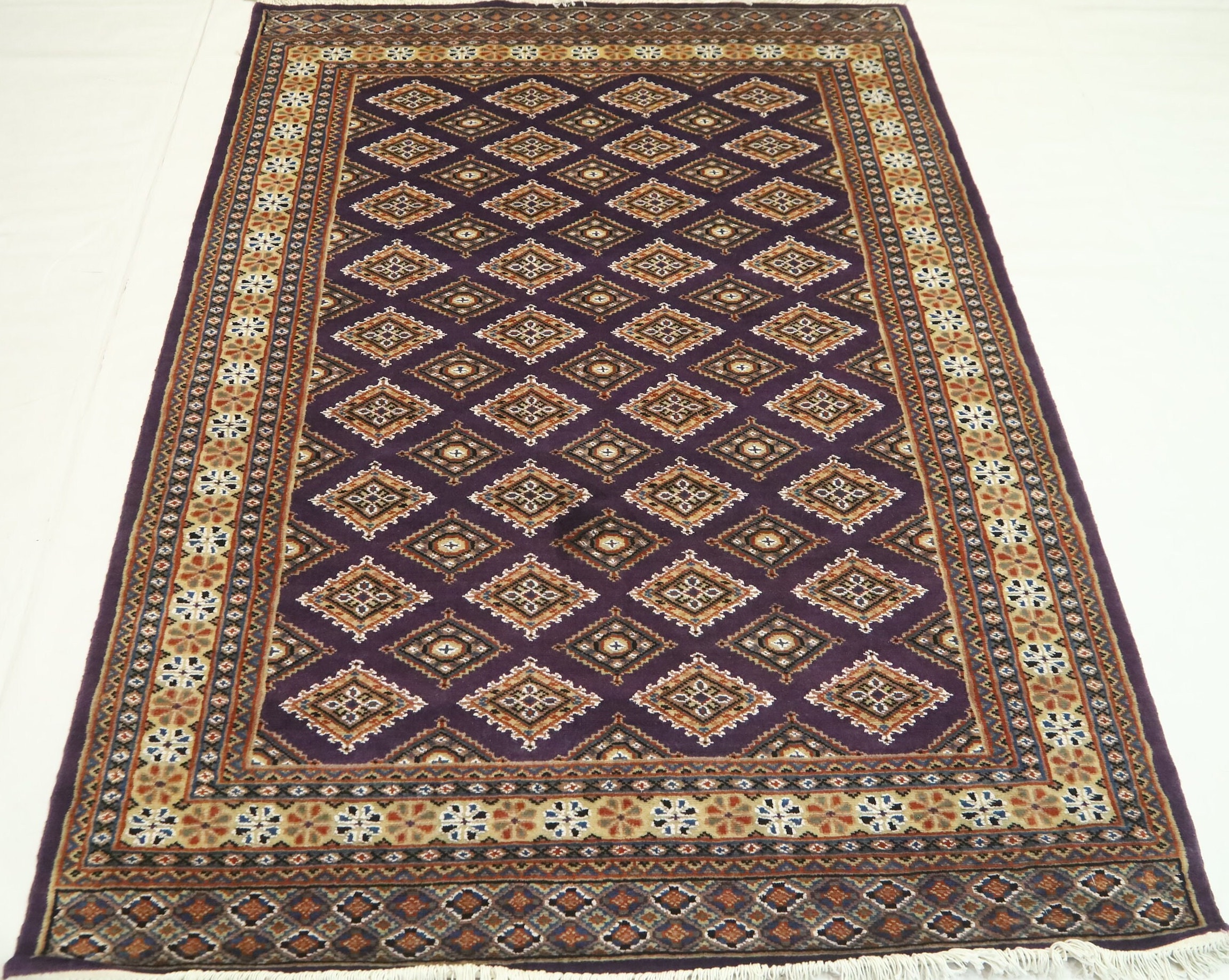 4x6 Bokhara Area Rug - Lilac Rug - Turkmen Rug - Geometric Rug - Tribal Rug - Hand Knotted Rug - Bedroom Rug - Entryway Rug - Hallway Rug