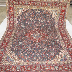 Gray 8x11 Kashan Area Rug - Vintage Persian Style Hand Made Floral Low Pile Wool Rug - Medallion Rug - Traditional Rug - Oriental Rug
