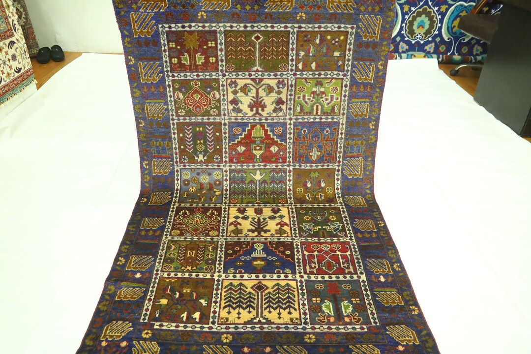4x6 Baluchi Area Rug - Blue Rug - Hand Knotted Wool Rug
