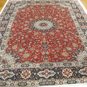 Alfombra vintage Ardabil de 10 x 14 pulgadas, estilo persa rojo y azul, hecha a mano, tradicional, de lana de alta calidad, alfombra de gran tamaño, alfombra grande, alfombra para dormitorio