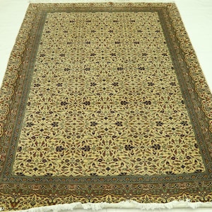 6x9 Hereke Area Rug - Beige Turkish Handmade Floral High Quality Wool Rug - Traditional Rug - Bedroom Rug - Living Room Rug - Office Rug