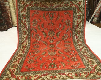 Orientalischer Wollteppich 4x6 - Orangefarbener, handgeknüpfter, floraler traditioneller Teppich